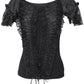 Calogera Black Gothic Broad Neck Lace Overlay Top