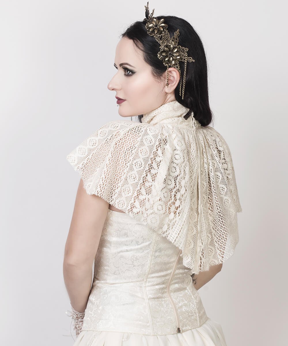 Raakel Victorian High Neck Collar Top with Lace