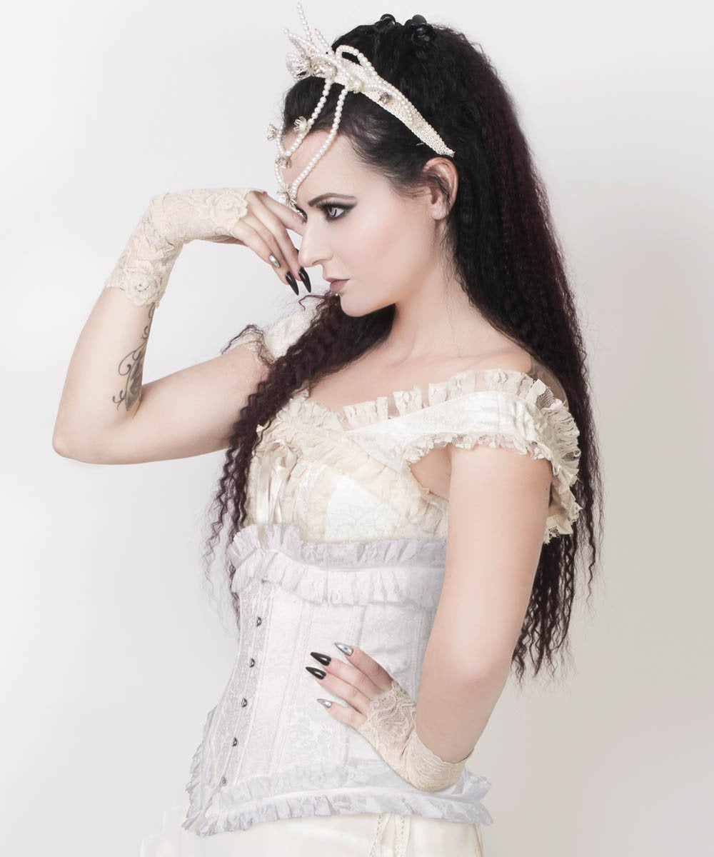 Cadmus White Underbust Corset with Lace Frill