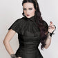 Faddei Black Victorian High Neck Collar Top with Lace