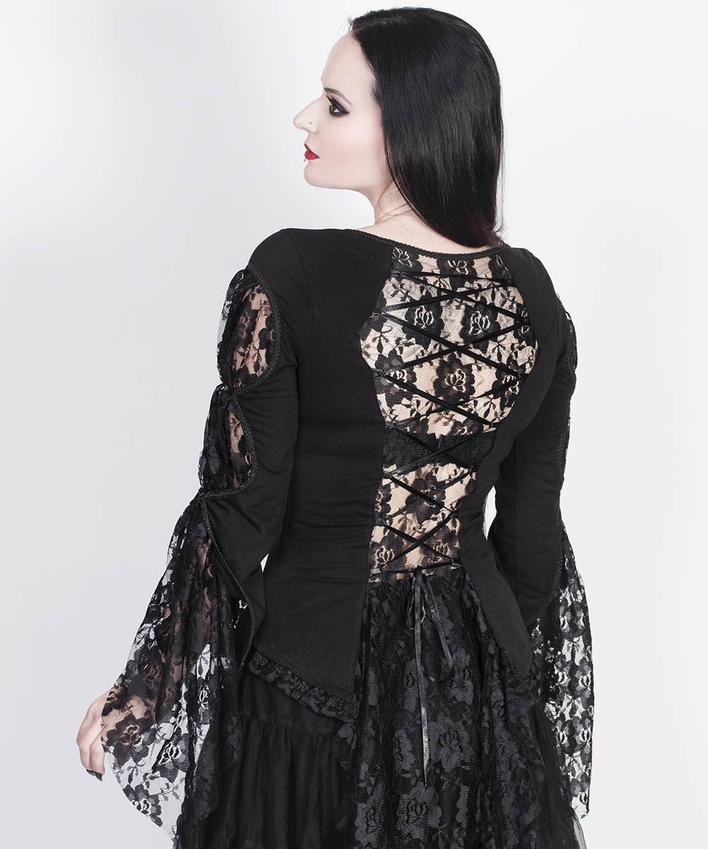 Larkin Black Gothic Top with Long Sleeve