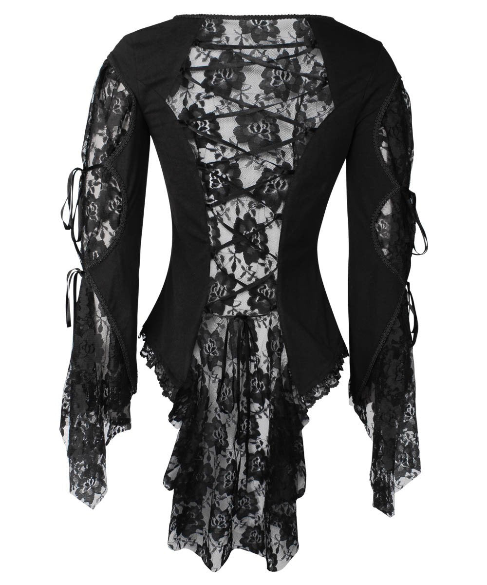 Larkin Black Gothic Top with Long Sleeve