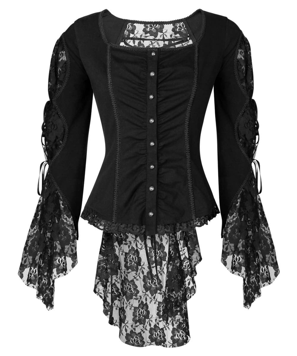 Larkin Black Gothic Top with Long Sleeve