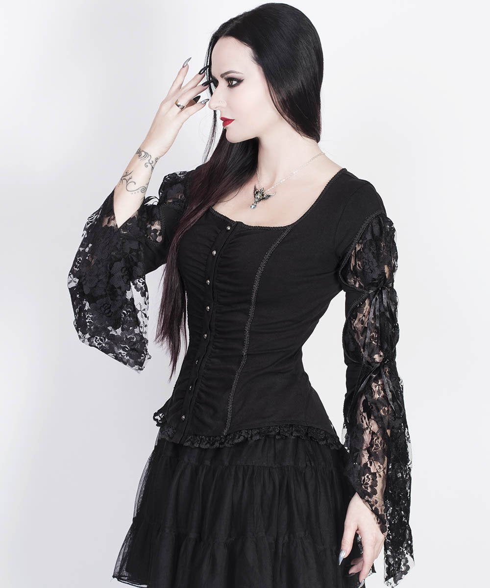 Larkin Black Gothic Top with Long Sleeve