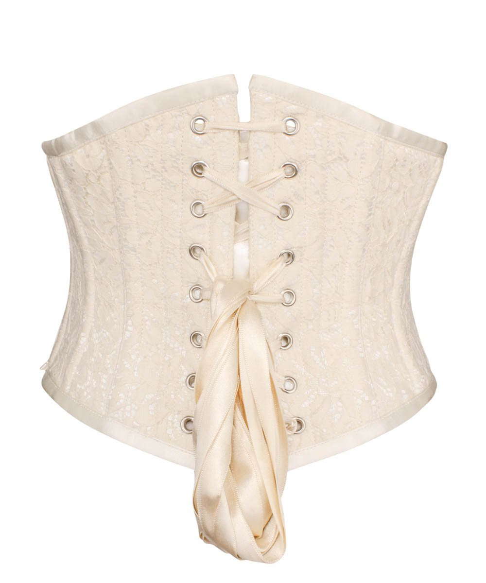 Afon Underbust Ivory Corset with Lace Overlay