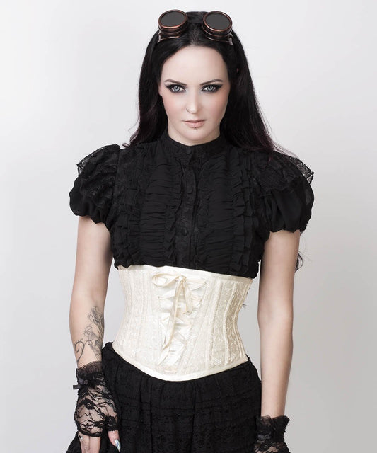 Afon Underbust Ivory Corset with Lace Overlay