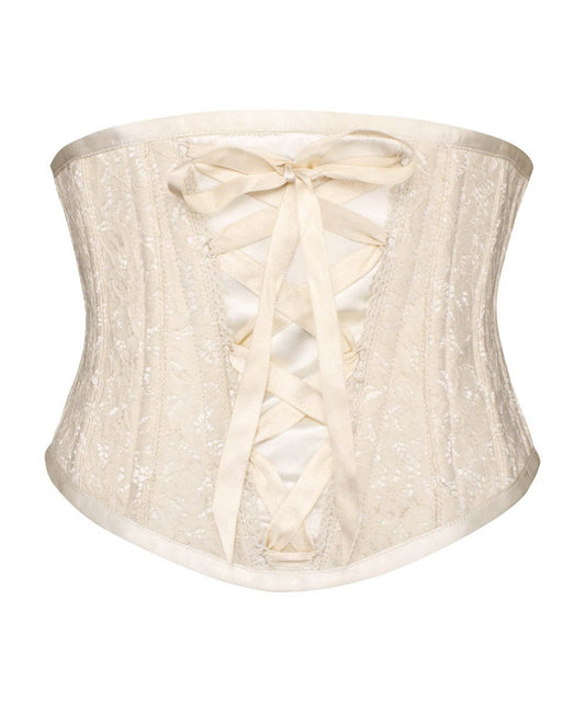Afon Underbust Ivory Corset with Lace Overlay