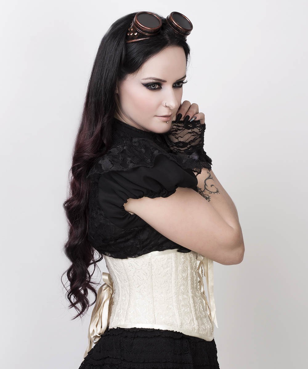Afon Underbust Ivory Corset with Lace Overlay