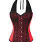 Caesar Lace Overlay Red Corset with Halter Strap