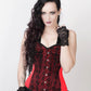 Caesar Lace Overlay Red Corset with Halter Strap
