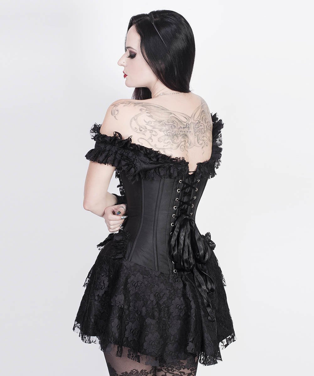 Akilina Black Halter Burlesque Corset Dress