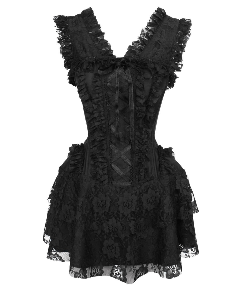 Akilina Black Halter Burlesque Corset Dress
