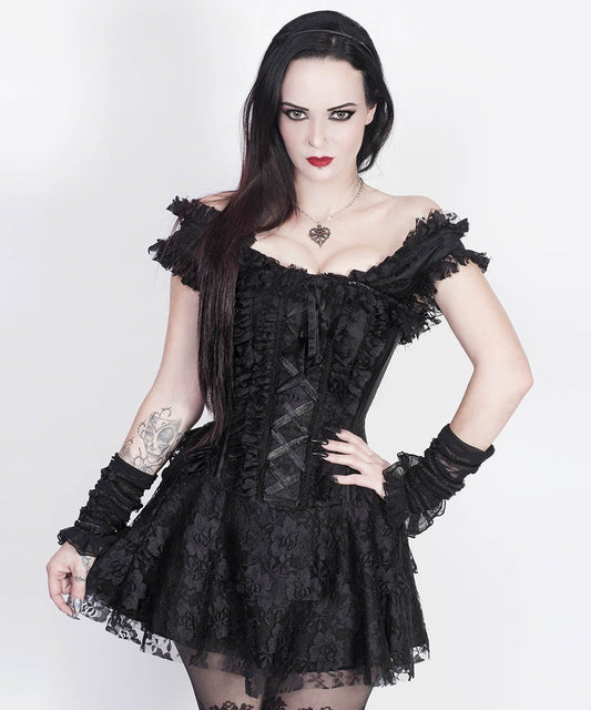 Akilina Black Halter Burlesque Corset Dress