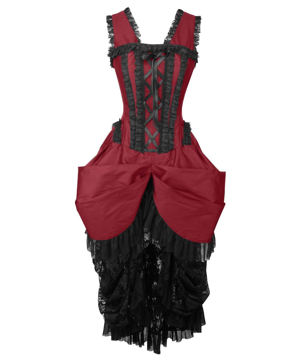 Cindra Burgundy Victorian Inspired Dress