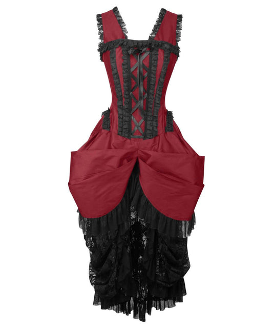 Cindra Burgundy Victorian Inspired Dress