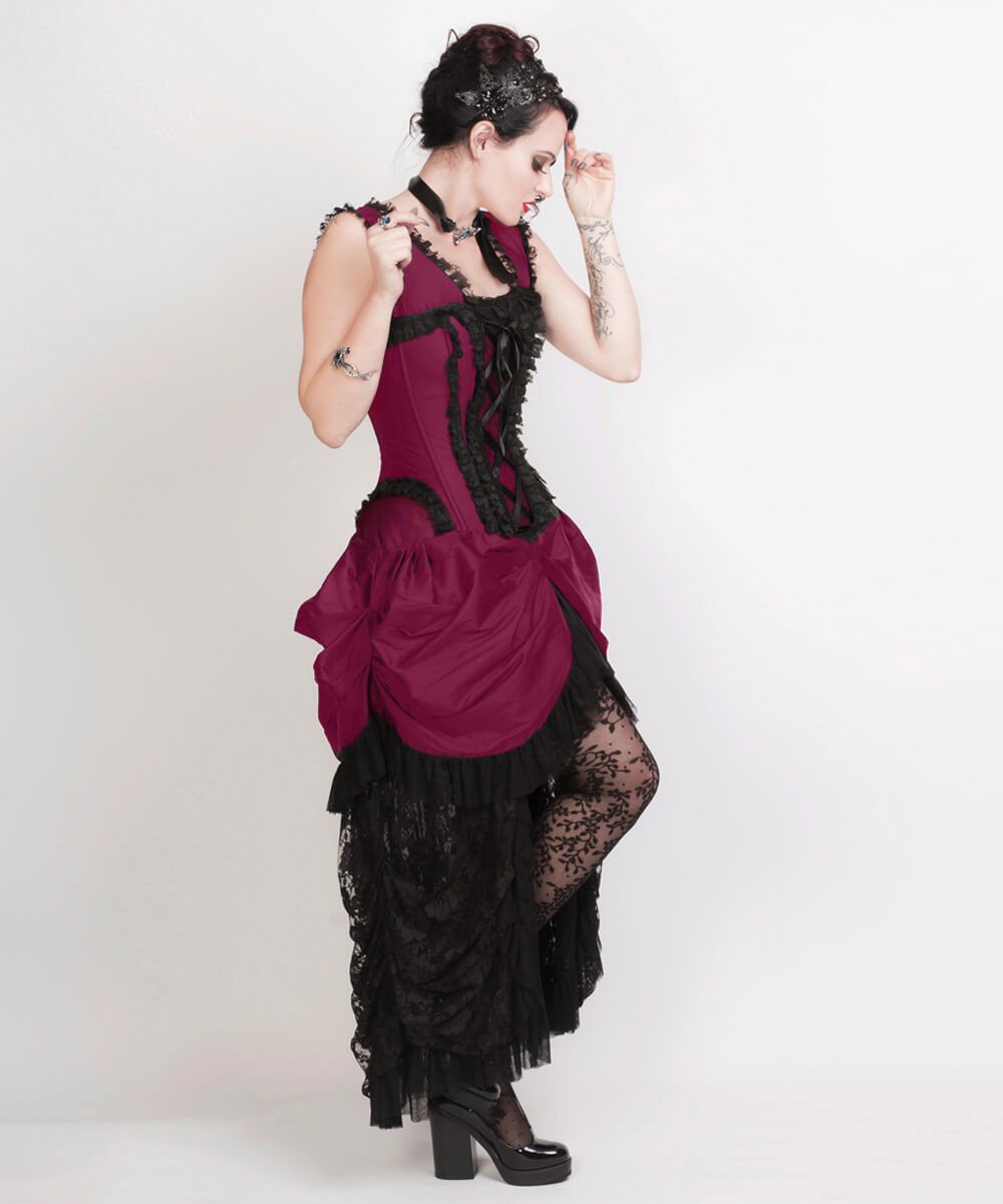 Leolin Magenta Victorian Inspired Dress