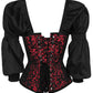 Lachtna Gothic Skull Busk Corset with Attached Sleeve