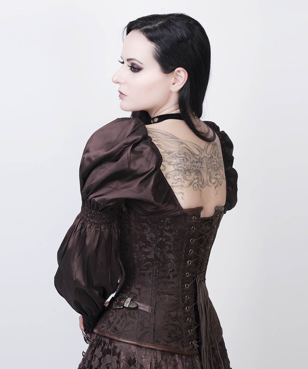 Raimondo Overbust Skull Busk Corset with Attached Sleeve