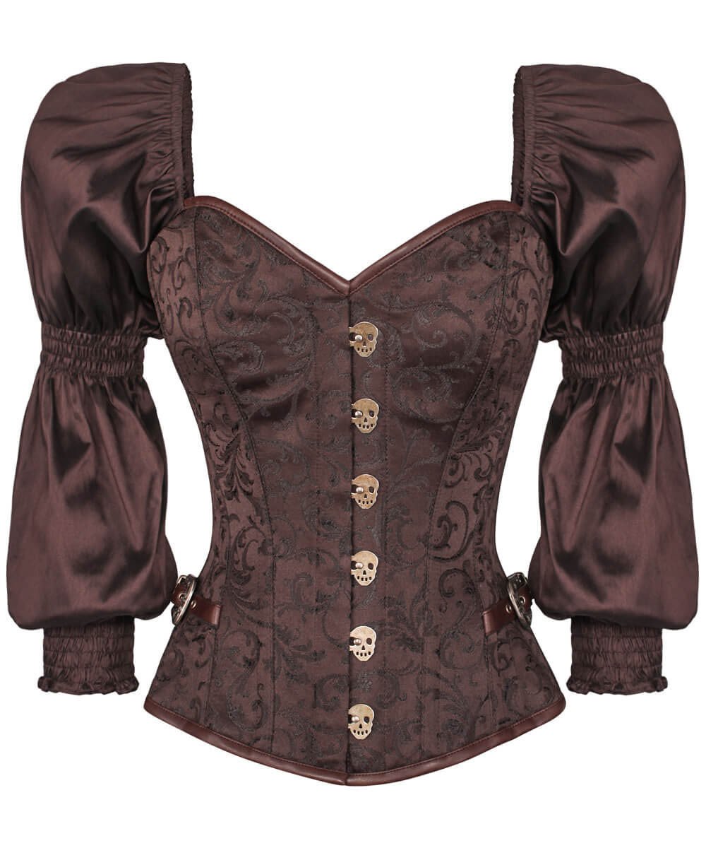 Raimondo Overbust Skull Busk Corset with Attached Sleeve