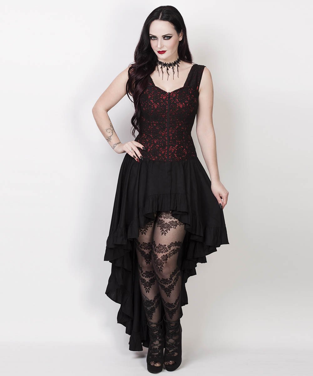 Akaki Gothic Lace Overlay Mullet Dress