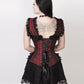 Lani Halter Burlesque Corset Dress in Maroon Brocade
