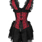 Lani Halter Burlesque Corset Dress in Maroon Brocade