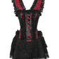 Lani Halter Burlesque Corset Dress in Maroon Brocade
