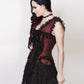 Lani Halter Burlesque Corset Dress in Maroon Brocade