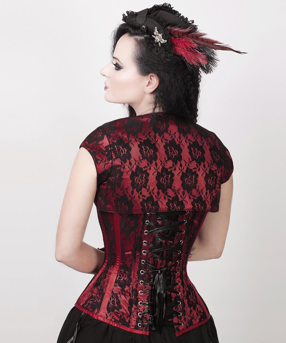 Layne Burgundy Overbust Corset with Bolero Jacket