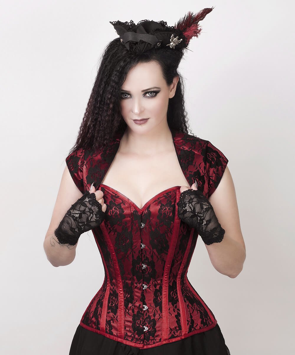 Layne Burgundy Overbust Corset with Bolero Jacket