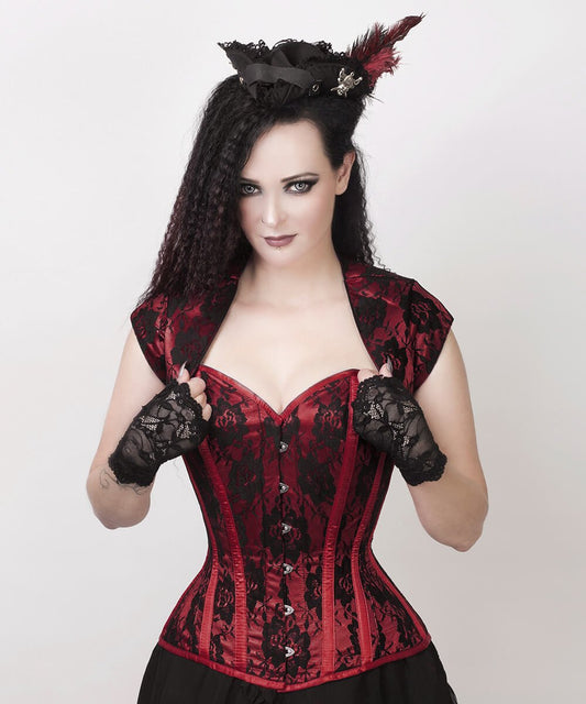 Layne Burgundy Overbust Corset with Bolero Jacket