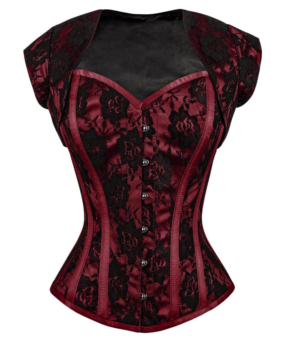 Layne Burgundy Overbust Corset with Bolero Jacket