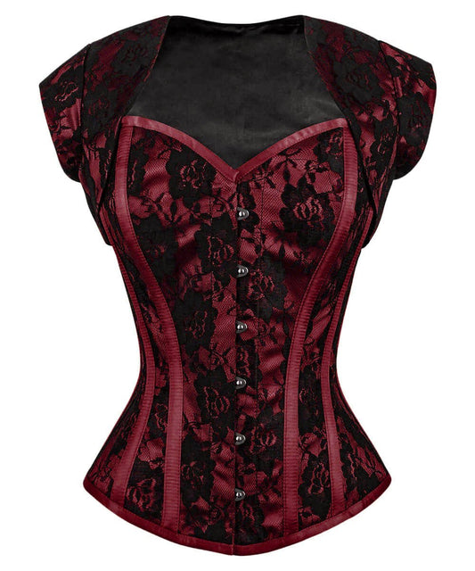 Layne Burgundy Overbust Corset with Bolero Jacket