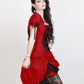 Akuchi Victorian Inspired Red Corset Dress with Bolero