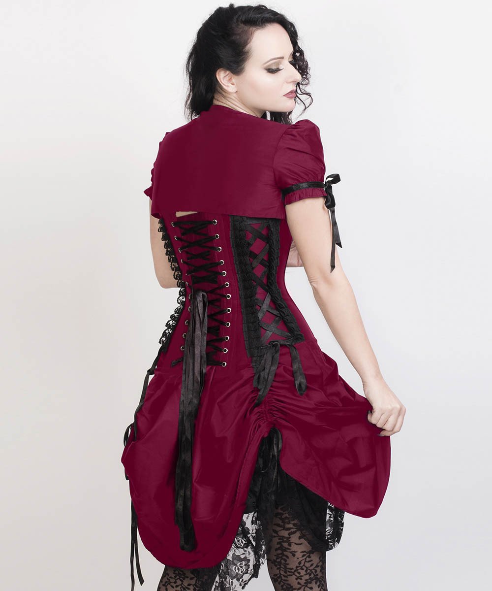 Fyodor Victorian Inspired Magenta Corset Dress with Bolero