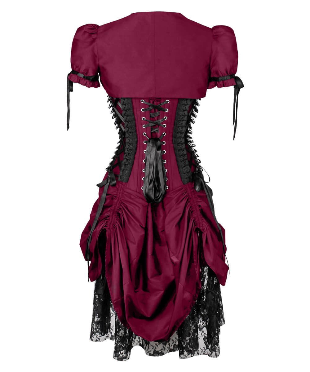 Fyodor Victorian Inspired Magenta Corset Dress with Bolero