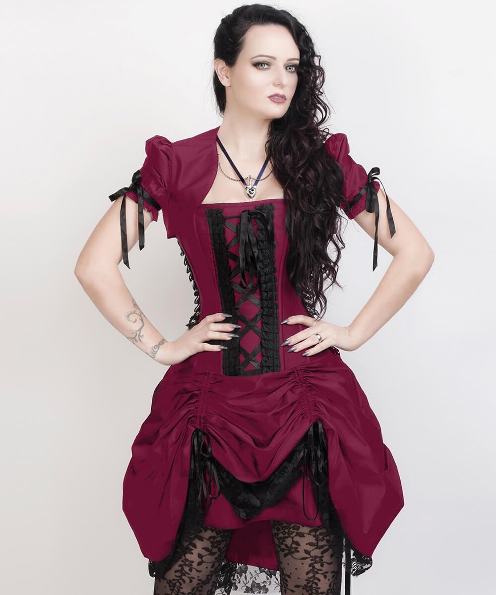 Fyodor Victorian Inspired Magenta Corset Dress with Bolero