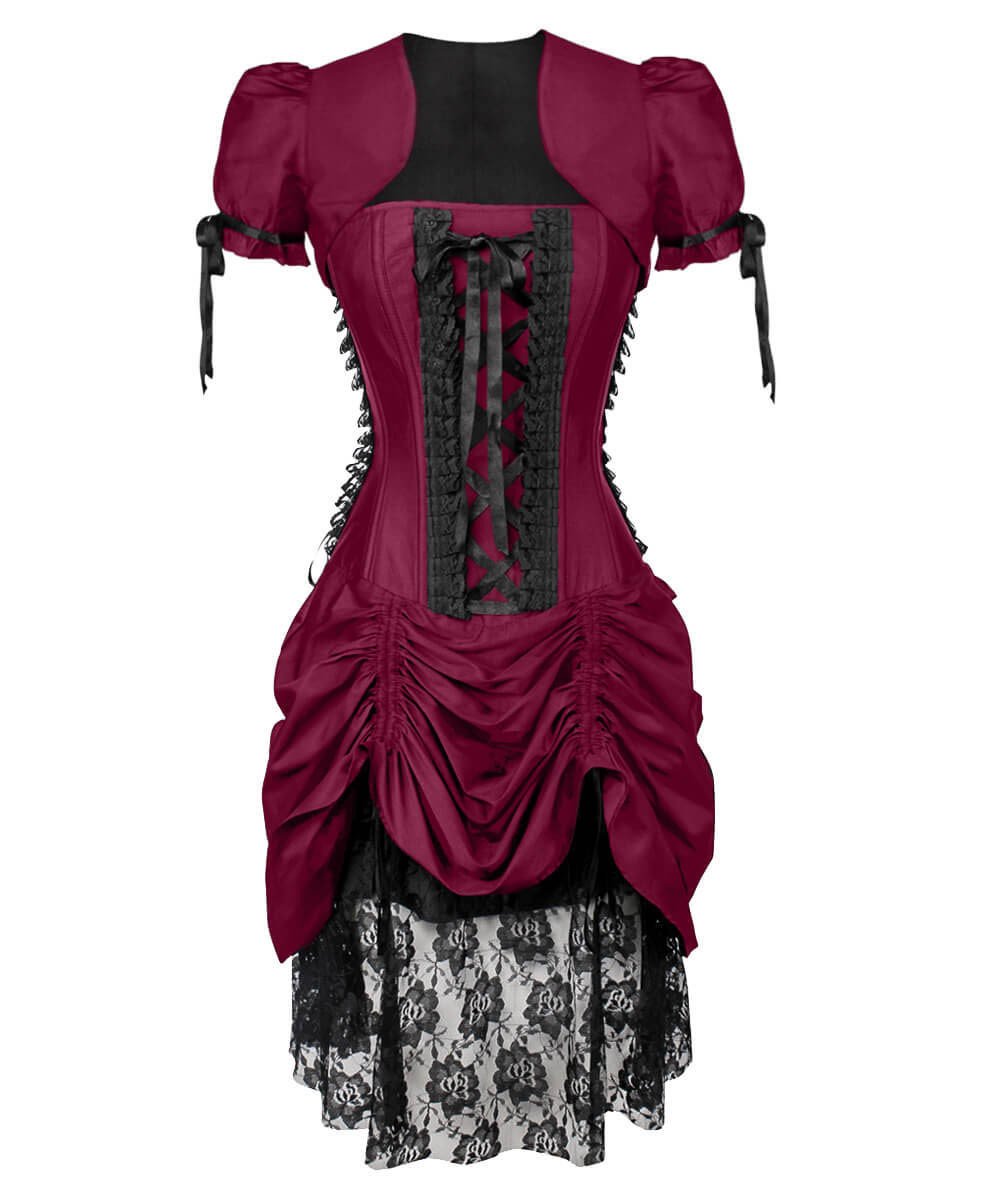 Fyodor Victorian Inspired Magenta Corset Dress with Bolero