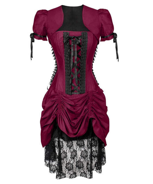 Fyodor Victorian Inspired Magenta Corset Dress with Bolero