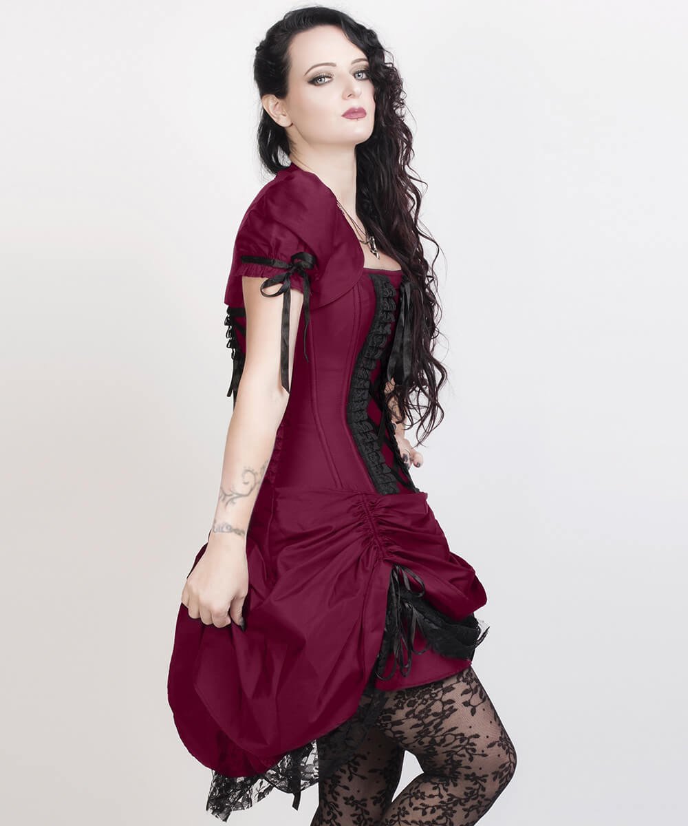 Fyodor Victorian Inspired Magenta Corset Dress with Bolero