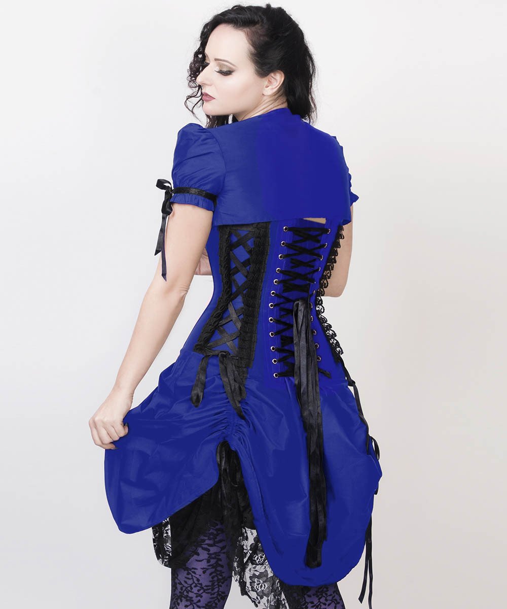 Lesleigh Victorian Inspired Blue Corset Dress with Bolero