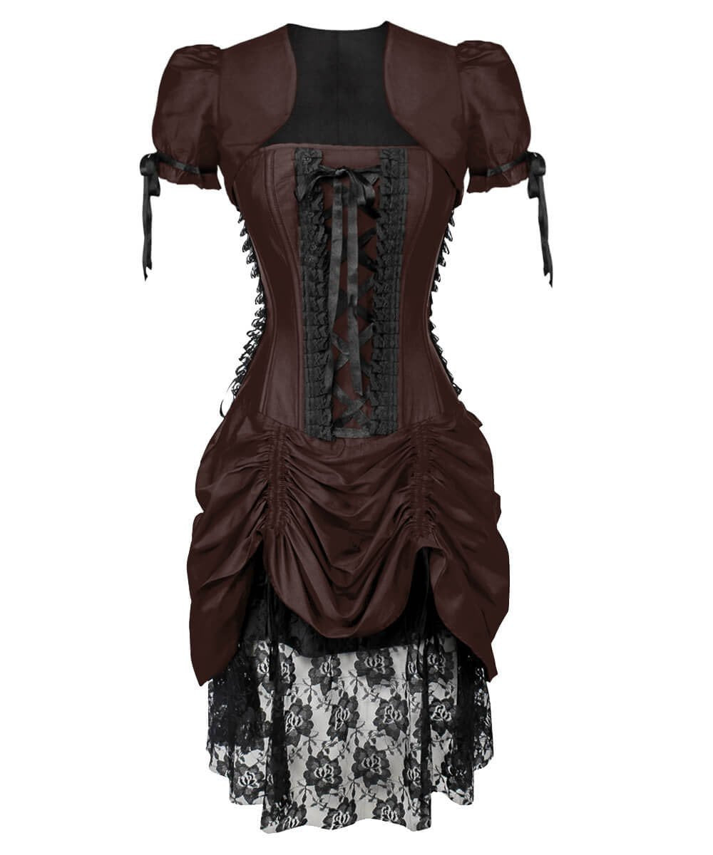 Roswell Victorian Inspired Brown Corset Dress with Bolero