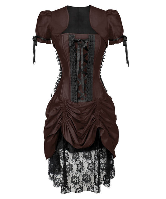 Roswell Victorian Inspired Brown Corset Dress with Bolero