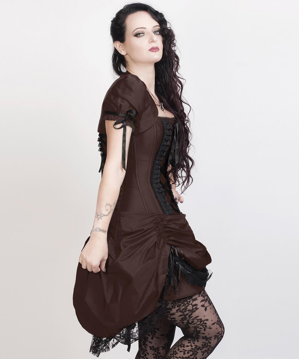 Roswell Victorian Inspired Brown Corset Dress with Bolero – brands4allcopy