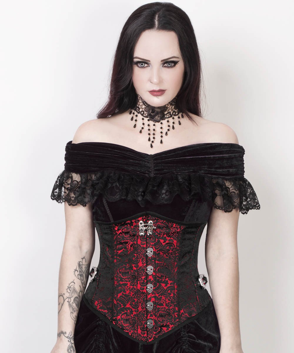 Leonius Gothic Underbust Corset with Skull Busk Opening
