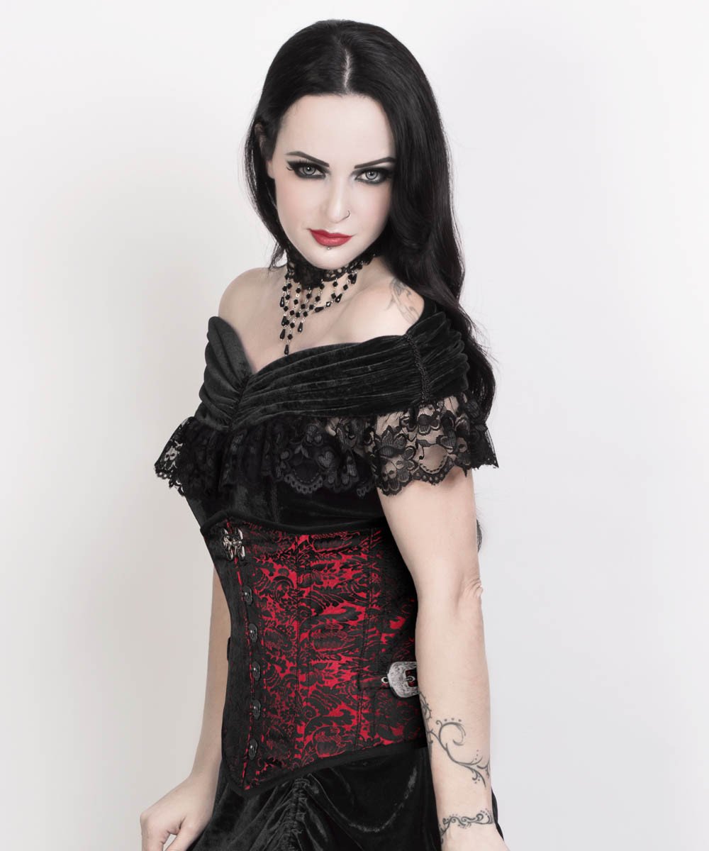 Leonius Gothic Underbust Corset with Skull Busk Opening
