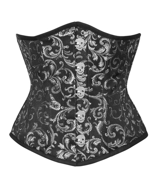 Akantha Brocade Underbust Corset with Skull Busk Opening
