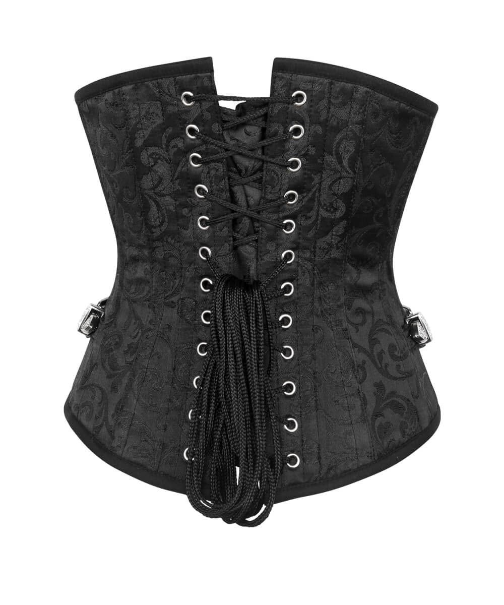 Ronen Steampunk Black Corset  with Skull Busk Opening