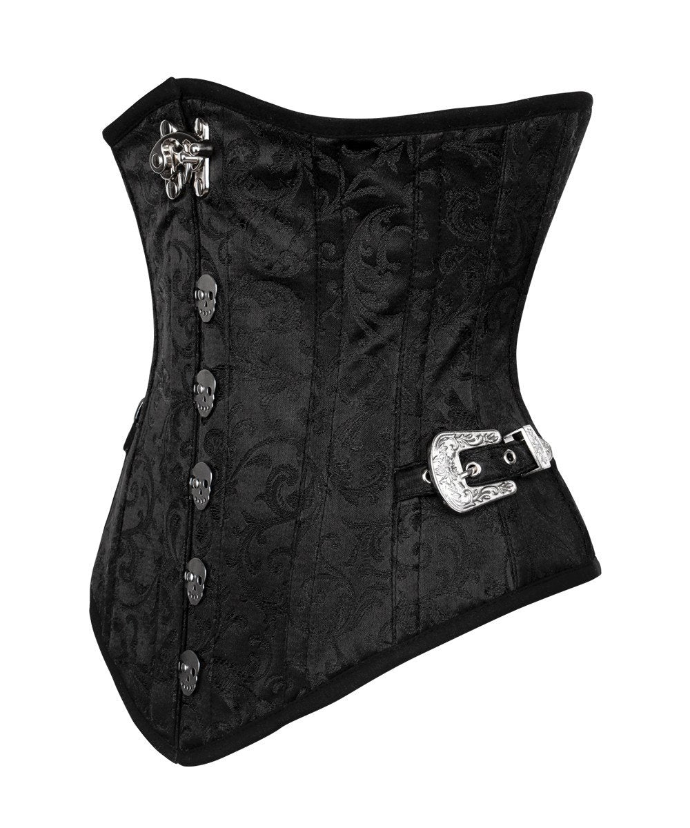 Ronen Steampunk Black Corset  with Skull Busk Opening