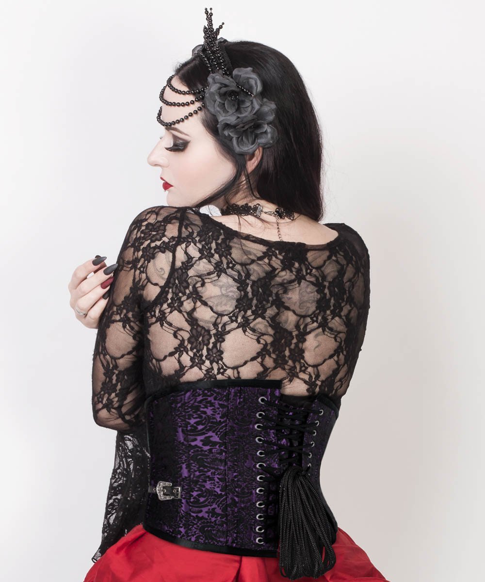 Aetius Gothic Purple Corset with Skull Busk Opening